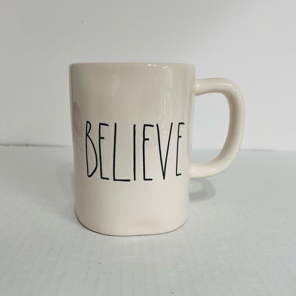 Rare Early Rae Dunn Magenta “M” Stamp Believe Mug